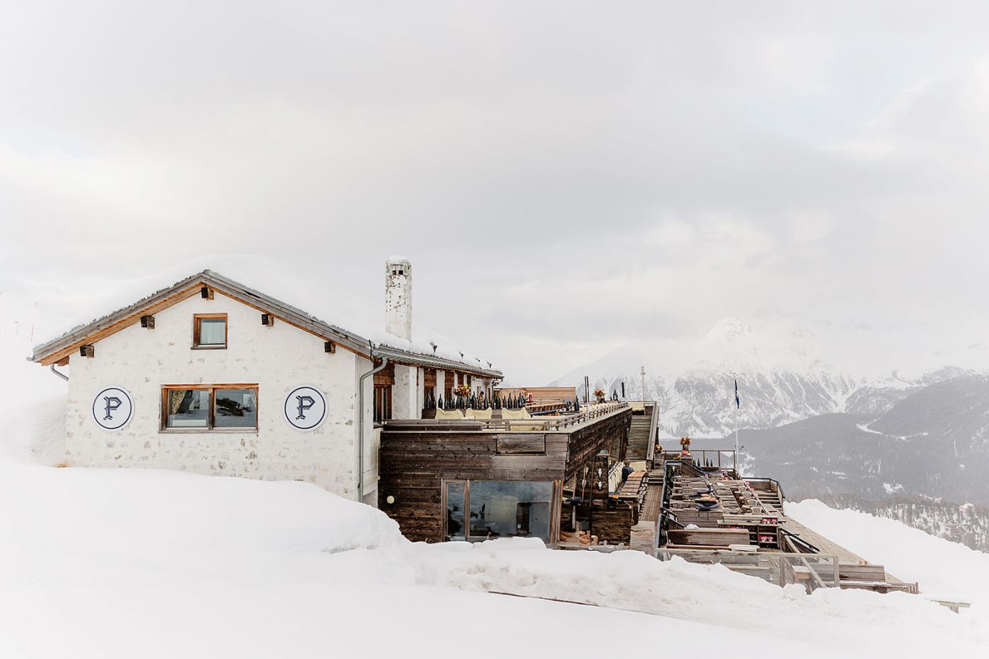 Welcome dinner venue of old world winter wedding in Saint Moritz